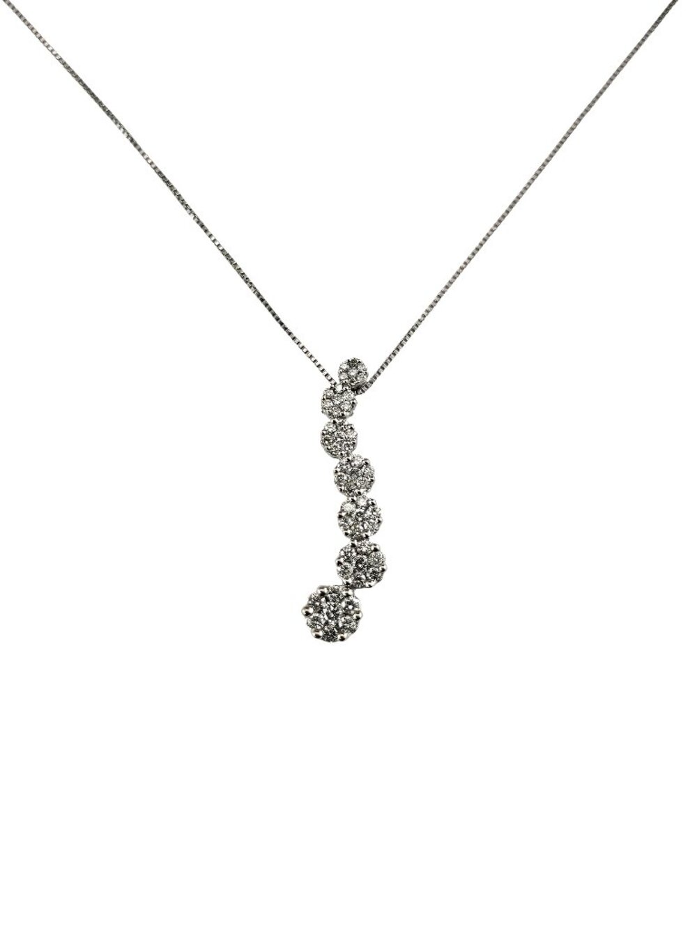 14K White Gold Graduated Diamond Pendant Necklace #24481